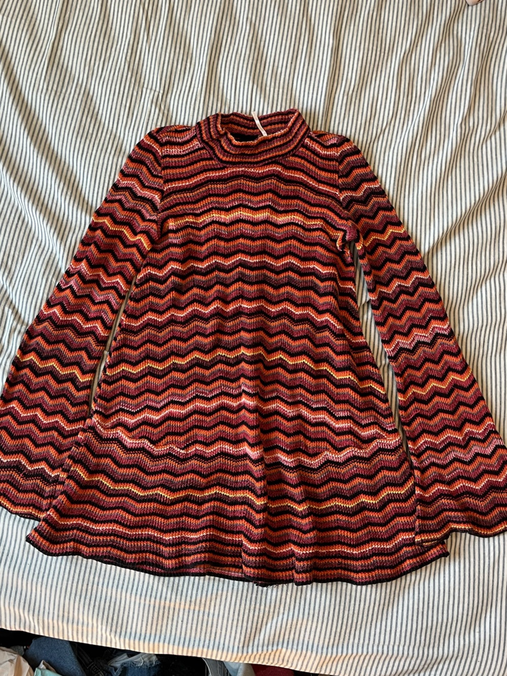Free People,Ziggy Knit Long-Sleeve Mini Dress, Size M